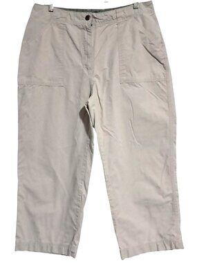 St Johns Bay Capri Pants Womens Size 14 Casual Light Khaki Wide-Leg Cotton Comfo